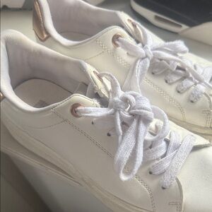 Steve Madden White and Gold Sneakers